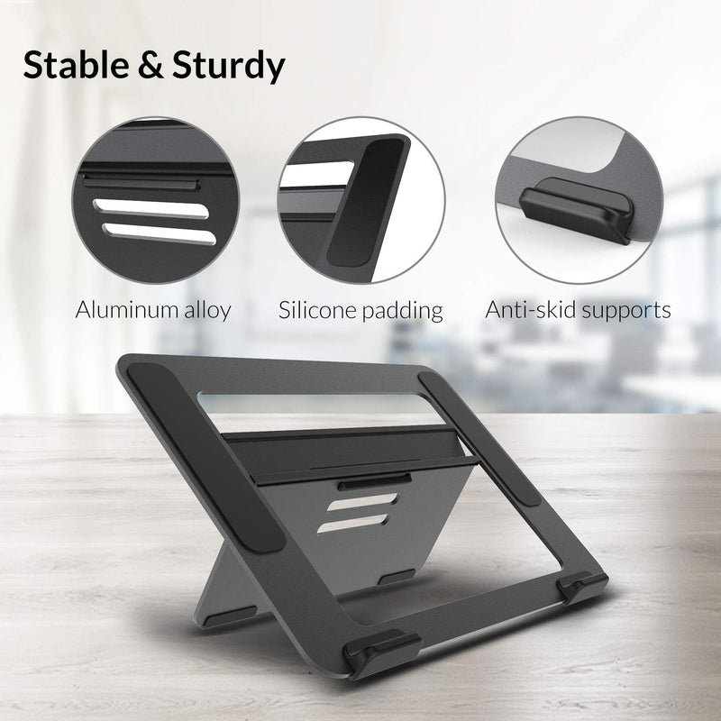  [AUSTRALIA] - Avankin YS104 Adjustable Aluminum Laptop Cooling Stand for Desk, Portable Holder for iPad Book, Foldable Computer Riser with Ergonomic Height for MacBook Pro/Air, Dell, HP and More 9.7-16” Notebook