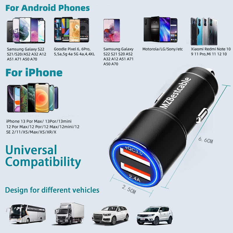  [AUSTRALIA] - Fast Car Charger and Cable for Samsung Galaxy A14 A13 5G S20 S21 S22 FE Plus Ultra 5G A23 A52 A32 A42 A51 A11 A21,T-Mobile REVVL 5G/REVVL V+ 5G/Revvlry+,30W Quick Charge 3.0 Cigarette Lighter Adapter