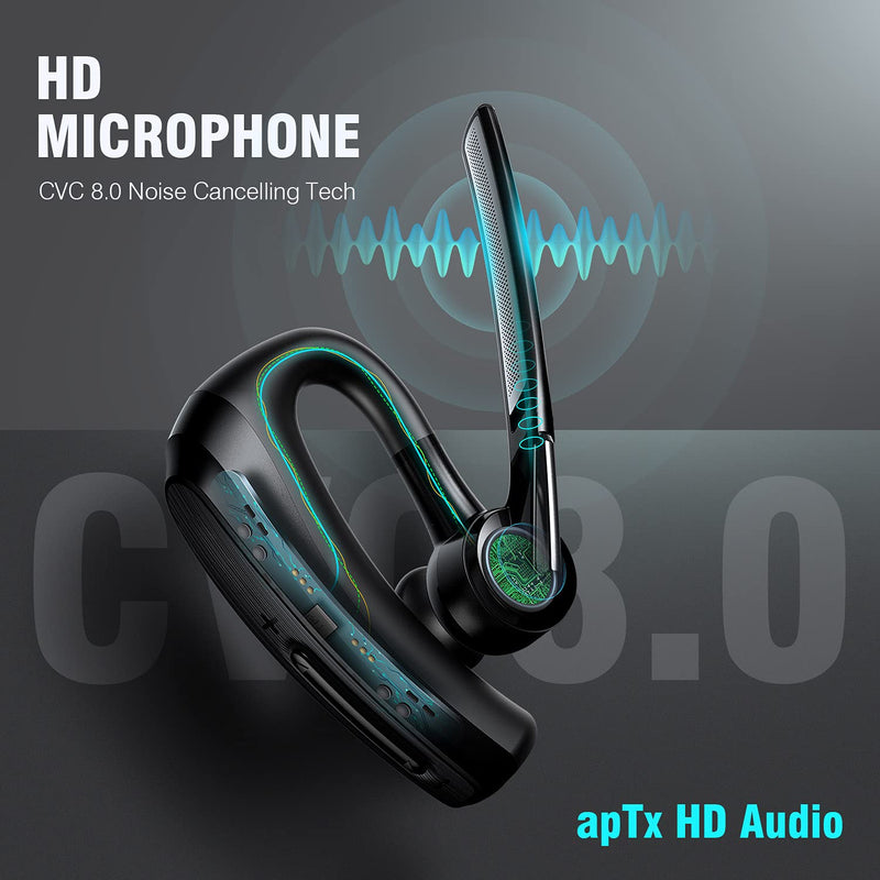  [AUSTRALIA] - Bluetooth Headset, Bluetooth Earpiece 16 Hours Talktime with CVC8.0 Noise Cancelling Mic Mute Key Hands-Free Earphones for Cell Phones PC Laptop Business Truck Driver Office Call Center Skype