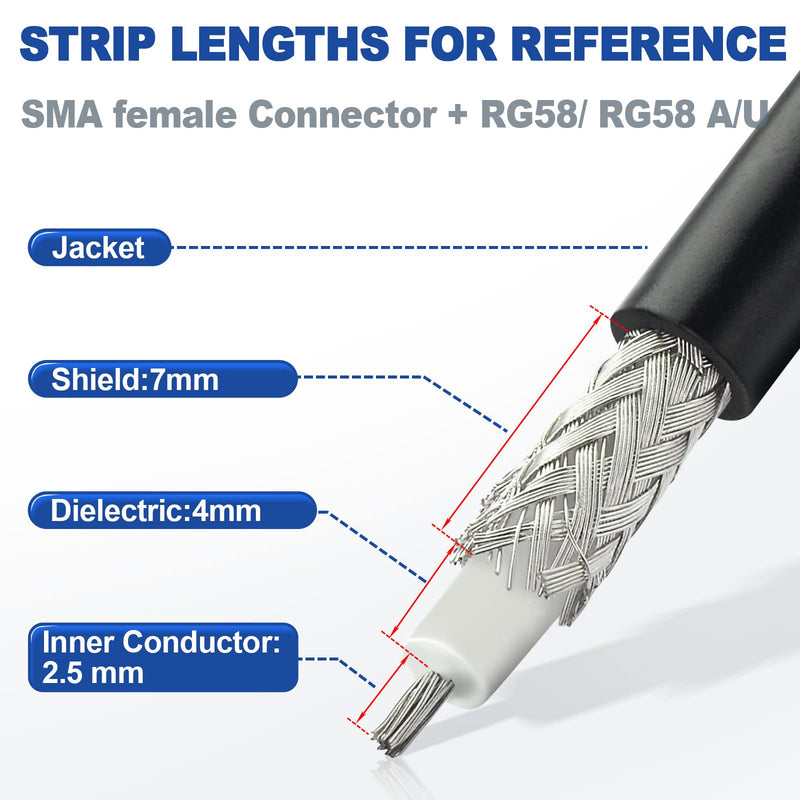  [AUSTRALIA] - Eightwood 10pcs SMA Female Bulkhead Crimp Connector for RG58 RG142 LMR195 Cable RG58 SMA Female