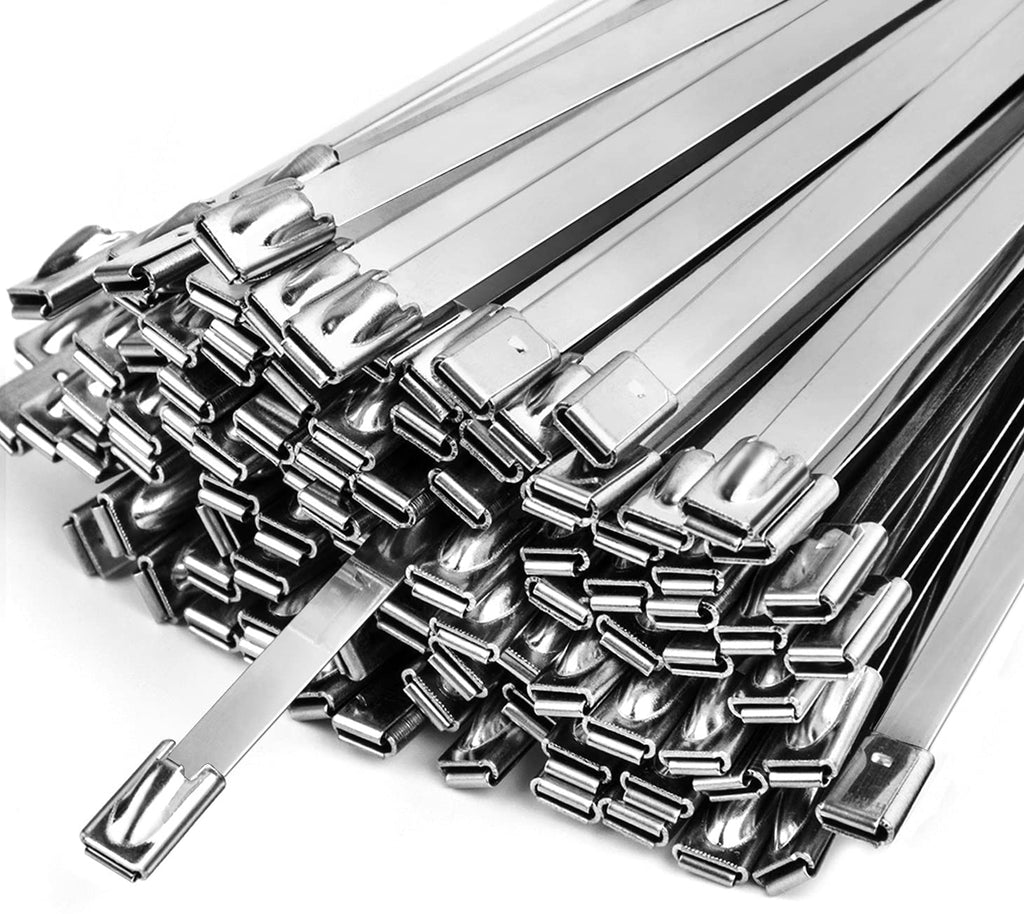  [AUSTRALIA] - Neojao Metal Zip Ties,100 Pcs 11.8 Inch,304 Stainless Steel Zip Ties Multi-purpose Metal Cable Ties-Suitable for Outdoor Chain Link Fence and Exhaust Wrap Zip Ties