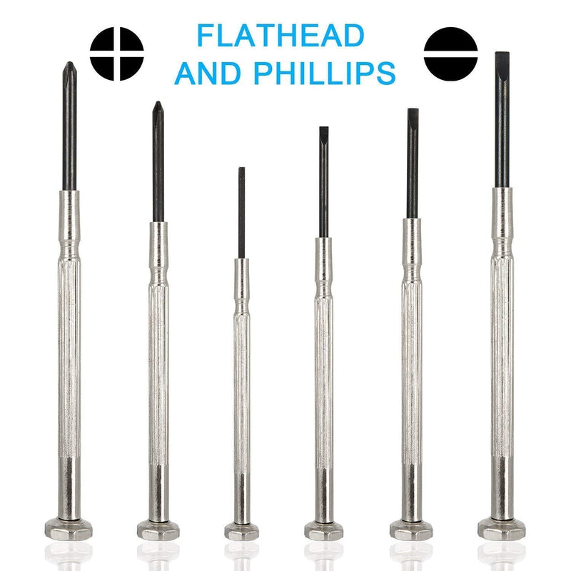  [AUSTRALIA] - 6Pcs Mini Screwdriver Set, Eyeglass Repair Screwdriver, Precision Repair Tool Kit with 6 Different Size Flathead and Philips Screwdrivers, Ideal for Watch, Jewelers