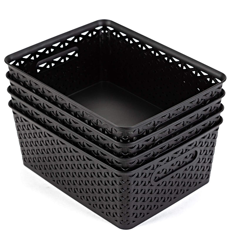  [AUSTRALIA] - Eslite Plastic Storage Baskets,11.4X8.9X4.7,Pack of 4 (Black) Black
