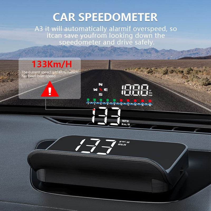  [AUSTRALIA] - wiiyii M19 Heads Up Display for Cars, GPS Digital Speedometer with Speed MPH, Windshield Projection for All Vehicles