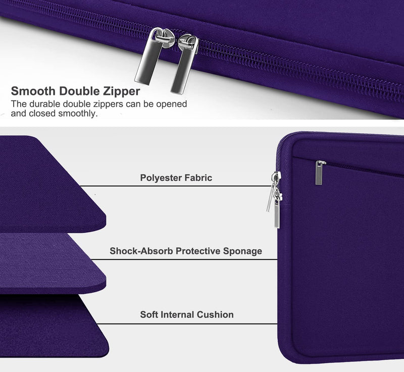  [AUSTRALIA] - 15.6 inch Laptop Sleeve Case, Durable Computer Carrying Bag Protective Case Briefcase Handbag with Front Pocket, Slim Laptop Case Cover for 15.6 Inch HP, Dell, Lenovo, Asus, Notebook, Purple