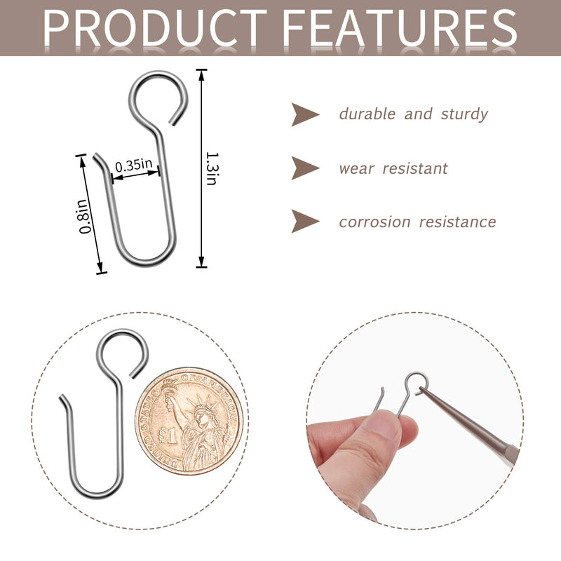  [AUSTRALIA] - 60 Pieces Metal Curtain Track Hooks S Shaped Small Curtain Hooks Stainless Steel Drape Wire Hooks for Ceiling Curtain Drape Track