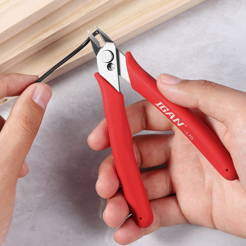  [AUSTRALIA] - IGAN-170 Wire Cutters, Precision Electronics Flush Cutter, One of the Strongest and Sharpest Side Cutting pliers with an Opening Spring, Ideal for Ultra-fine Cutting Needs. Pack 1