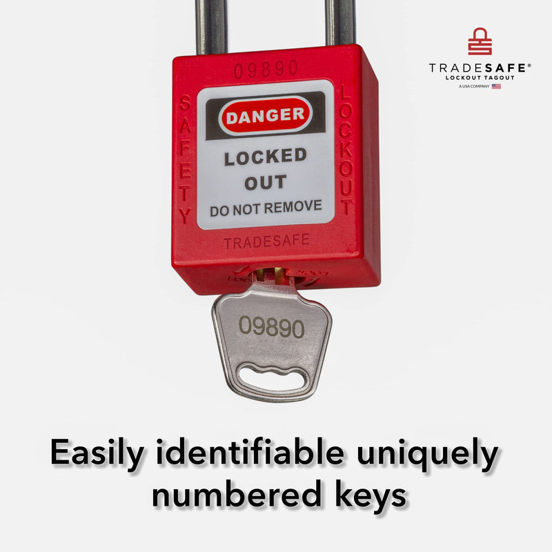  [AUSTRALIA] - TRADESAFE Lockout Tagout Locks, 7 Safety Locks Keyed Differently, Lock Out Tag Out Safety Padlocks, 1 Key Per Lock, Red, Lockout Tagout Kit Refill, Industrial Safety Brand and Company 7-Red