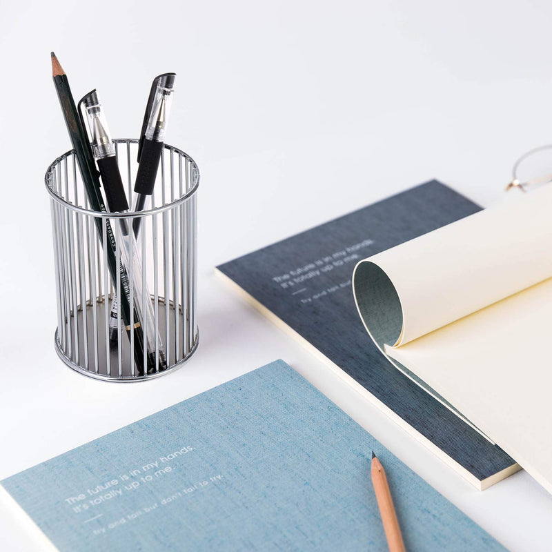  [AUSTRALIA] - BHONGVV Pen Holder Metal Wire Pencil Cup for Desk Cute Pen Organizer for Office Desktop Makeup Brush Holder (2Pcs, Silver)