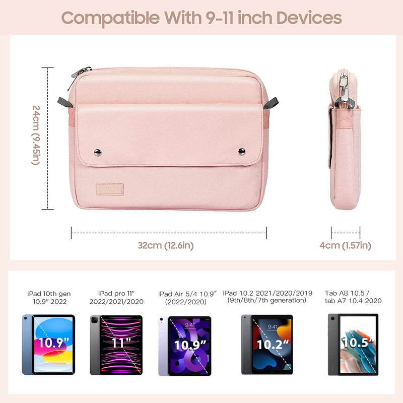  [AUSTRALIA] - TiMOVO 9-11 inch Tablet Sleeve Bag with Shoulder Strap for iPad 10.9 2022, iPad Pro 11 2022, iPad Air 5/4 10.9, iPad 10.2 2021-2019, Galaxy Tab A8 10.5/Tab S8 11, Tablet Pouch Handbag, Pink