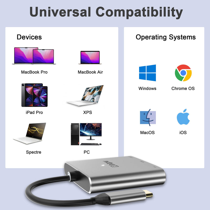  [AUSTRALIA] - USB C to HDMI Adapter 4K@30Hz for MacBook Pro, INTPW Type-C Thunderbolt 3 Hub with USB 3.0 Port, Type-C PD Charging Port USB-C Digital AV Multiport Adapter Compatible w/MacBook Air/Chromebook Grey
