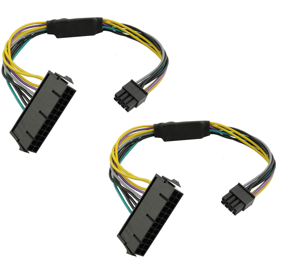  [AUSTRALIA] - Longdex 2pcs 11 Inch 24-Pin to 8-Pin 18AWG ATX PSU Power Supply Adapter Cable for Motherboards 24-Pin to 8-Pin 28 cm/11 Inch