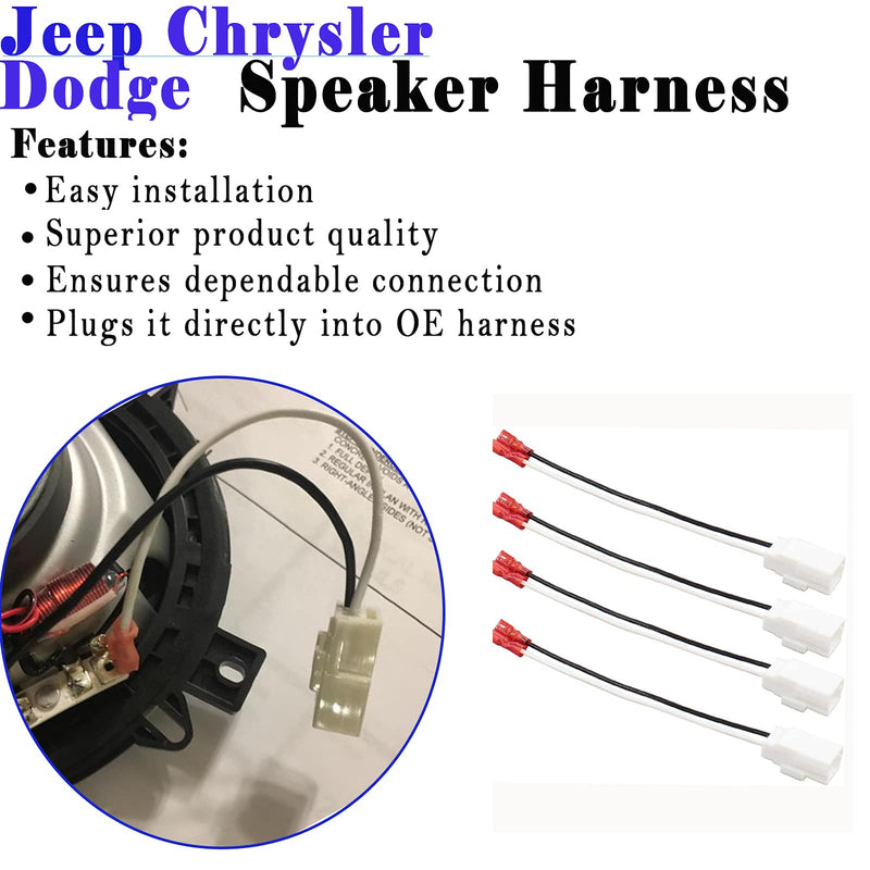  [AUSTRALIA] - 4 Pack 72-6514 Speaker Wire Harness Adapter Plug Compatible with Jeep Wrangler Chrysler Town & Country Speaker Harness Adapter Dodge Dakota Front Rear Door Speaker Wiring Harness Adapter (4) 4