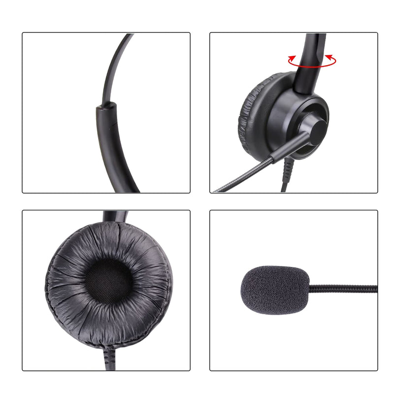  [AUSTRALIA] - RJ9 Phone Headsets with Microphone Noise Cancelling, Binaural Office Telephone Headsets Work for Polycom VVX411 VVX410 VVX400 VVX500 VVX310 VVX311 VVX350 VVX250 VVX201 VVX101 Landline Phones Black