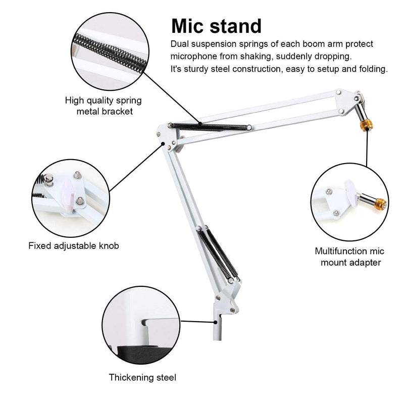  [AUSTRALIA] - YOUSHARES Mic Stand with Pop Filter - Microphone Boom Arm Stand with Foam Cover Windscreen Compatible with white Blue Snowball iCE Mic by YOUSHARES