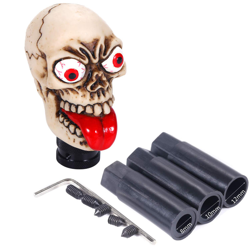  [AUSTRALIA] - Bashineng Car Auto Gear Stick Shift Knob Big Tongue Skull Transmission Shifter Knobs Head Fit Most Automatic Manual Vehicle (Beige) beige