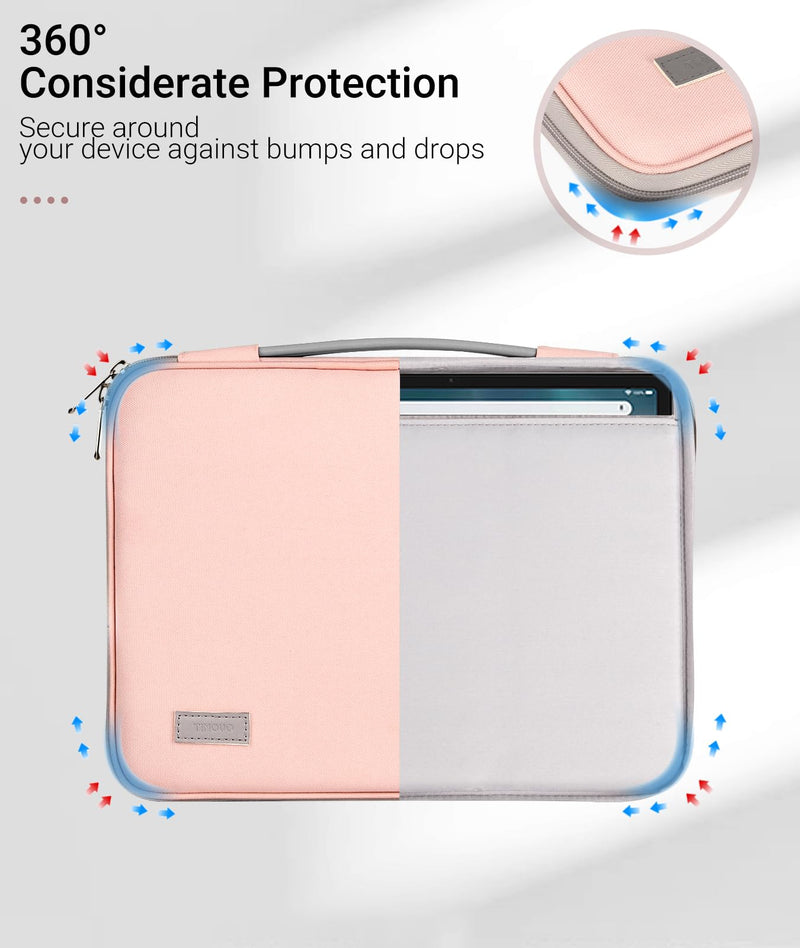  [AUSTRALIA] - TiMOVO 9-11 Inch Tablet Sleeve Case for Fire Max 11 Tablet/All-New Amazon Kindle Fire HD 10 & 10 Plus Tablet 10.1", Protective Carrying Case Bag with Muti-Pockets for Kindle Fire Max 11, Pink & Gray