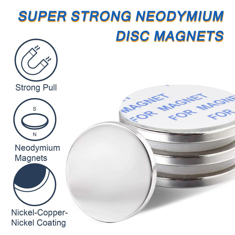  [AUSTRALIA] - LOVIMAG Super Strong Neodymium Disc Magnets, Powerful Rare Earth Magnets with Double-Sided Adhesive for Fridge, DIY, Building, Scientific, Craft, and Office Magnets - 1.26 inch x 1/8 inch, Pack of 4 32x3-Silver-4p