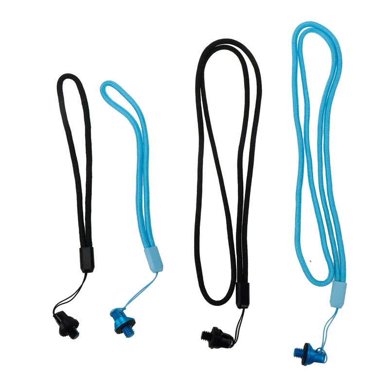  [AUSTRALIA] - Sydien 4Pcs Blue & Black Handheld Camera Hand Strap Wrist Strap With 1/4" Screw For Selfie Sticks, Action Camera, Small DSLR Camera (5inch & 13.8inch)