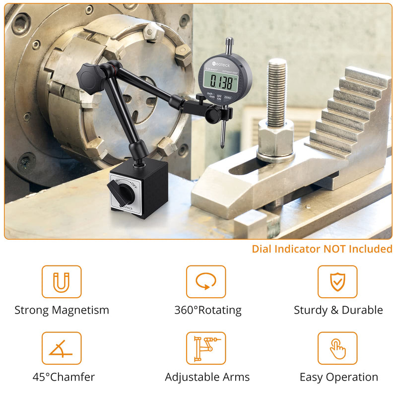  [AUSTRALIA] - Neoteck Magnetic Tripod Measuring Stand for Dial Indicator with Central Clamping Magnetic Dial Indicator Base Made of Steel Stand Holder Measuring Tripod (80kg Max. Tensile Force)