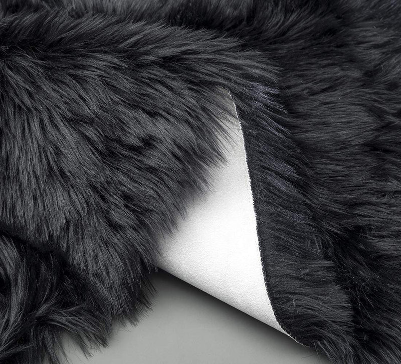  [AUSTRALIA] - Ciicool Faux Sheepskin Rugs Soft Faux Fur Rugs Black Fluffy Rugs Chair Couch Cover Fuzzy Rugs for Bedroom Floor Sofa Living Room 2x3 Feet 2 x 3 feet