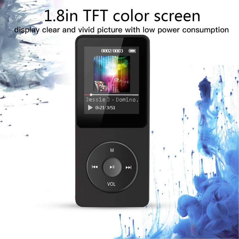 AGPTEK A02S 16GB MP3 Player with FM Radio, Voice Recorder, 70 Hours Playback and Expandable Up to 128GB, Black - LeoForward Australia