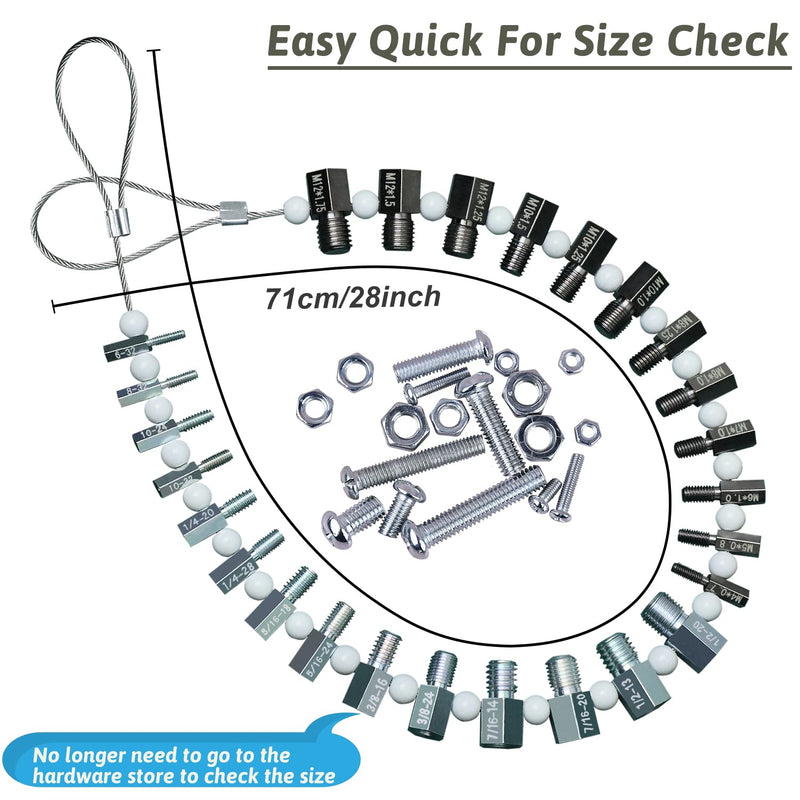  [AUSTRALIA] - Nut & Bolt Thread Checker (Complete SAE/Inch and Metric Set) - 26 Male/Female Gauges - 14 Inch & 12 Metric - Quickly Checking Nuts and Bolts Inch or Metric and Verifying The Size and Thread Pitch