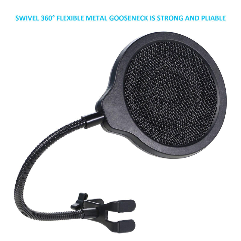  [AUSTRALIA] - QuadCast Mic Pop Filter Mask Shield For HyperX QuadCast Microphone, 4 Inch 3 Layers Windscreen with Flexible 360°Gooseneck Clip by SUNMON