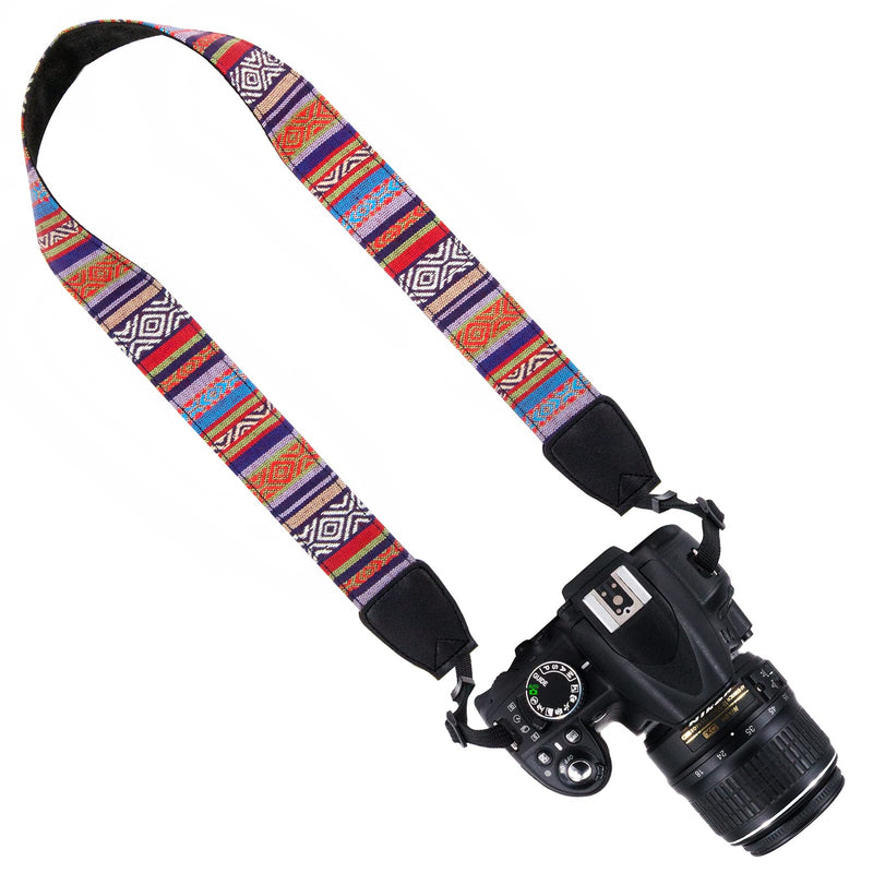  [AUSTRALIA] - Wolven Pattern Canvas Camera Neck Shoulder Strap Belt Compatible with All DSLR/SLR/Men/Women etc, (7)