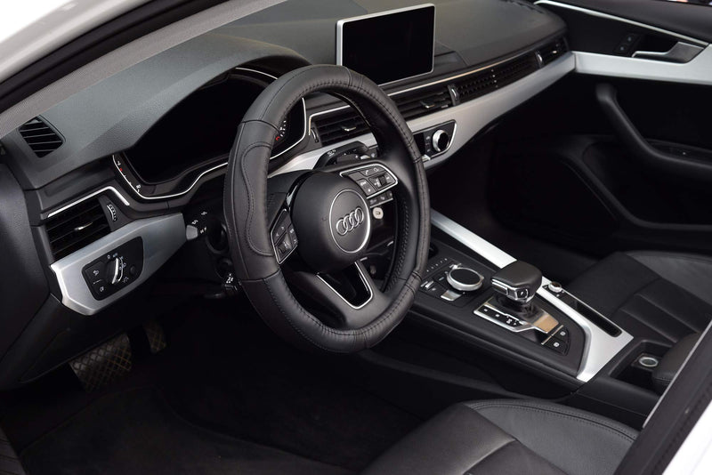  [AUSTRALIA] - KAFEEK Steering Wheel Cover, Universal 15 inch, Microfiber Leather, Anti-Slip, Odorless, Black Lines Black Line