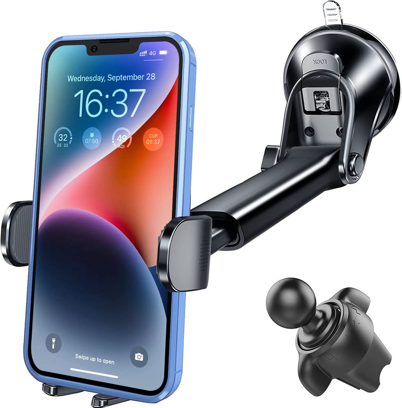  [AUSTRALIA] - APPS2Car Phone Mount for Car, 3-in-1 Suction Cup Phone Holder for Car Dashboard Windshield Vent Universal Cell Phone Holder for Car, Compatible with iPhone, Samsung, All Cellphone, Thick Case Friendly