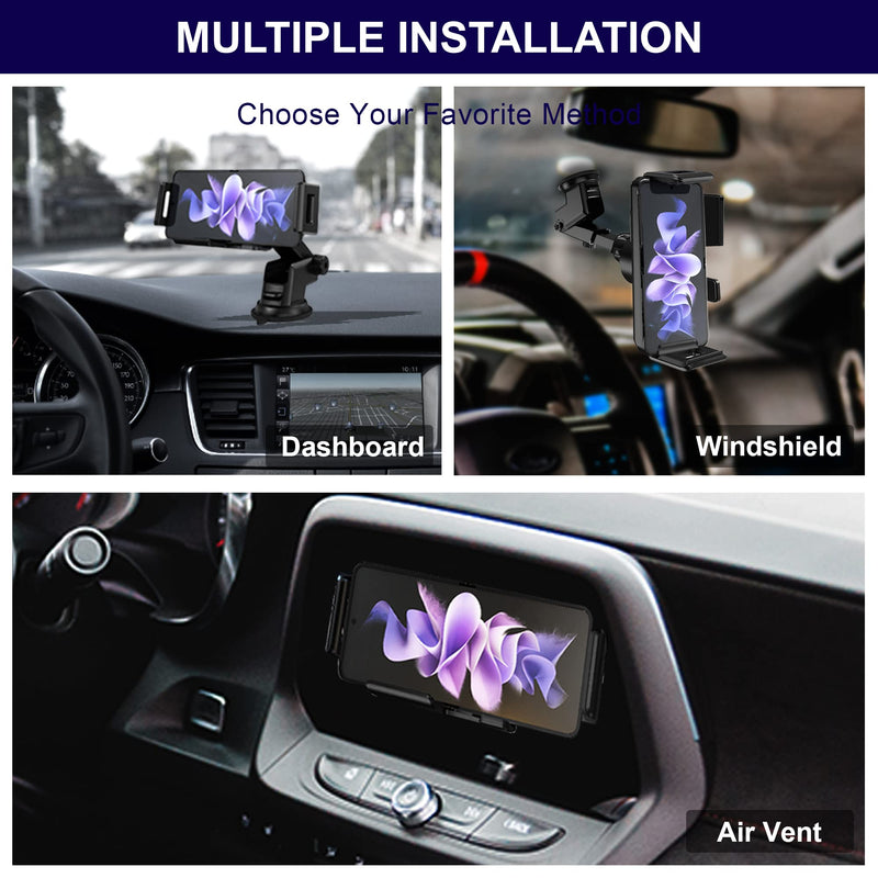  [AUSTRALIA] - Wireless Car Phone Charger, ioiFour Car Phone Mount, Auto-Rotating Dual Coils 15W Qi Fast Charging Car Phone Holder for Samsung Galaxy Z Fold/Flip 5/4/3/S23/S22, iPhone 14/13, Google Pixel Fold/6 Pro