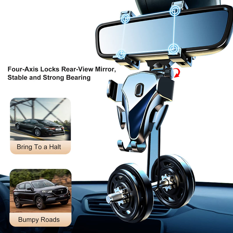  [AUSTRALIA] - JIEJIE-JJ Rear View Mirror Accessories,Multifunctional Rear View Mirror Phone Holder,Rear View Mirror Car Phone Mount,Adjustable Phone Holder,Compatible with All Smart Phones