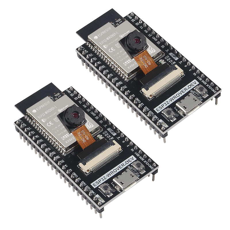 [AUSTRALIA] - AITRIP AITRIP 2 PCS ESP32 ESP32-WROVER Board with Camera WiFi & Bluetooth Development Board Compatible with Arduino IDE (programing Languages Including C and MicroPython.)