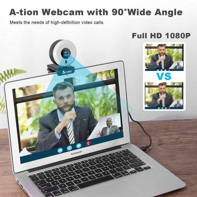  [AUSTRALIA] - 1080P Full HD Webcam, Streaming Webcam with Microphone,Web Camera with Light, H.264 Webcam,Plug and Play USB Webcam for Zoom Meeting Skype Teams, PC Mac Laptop Desktop Computer and FaceTime