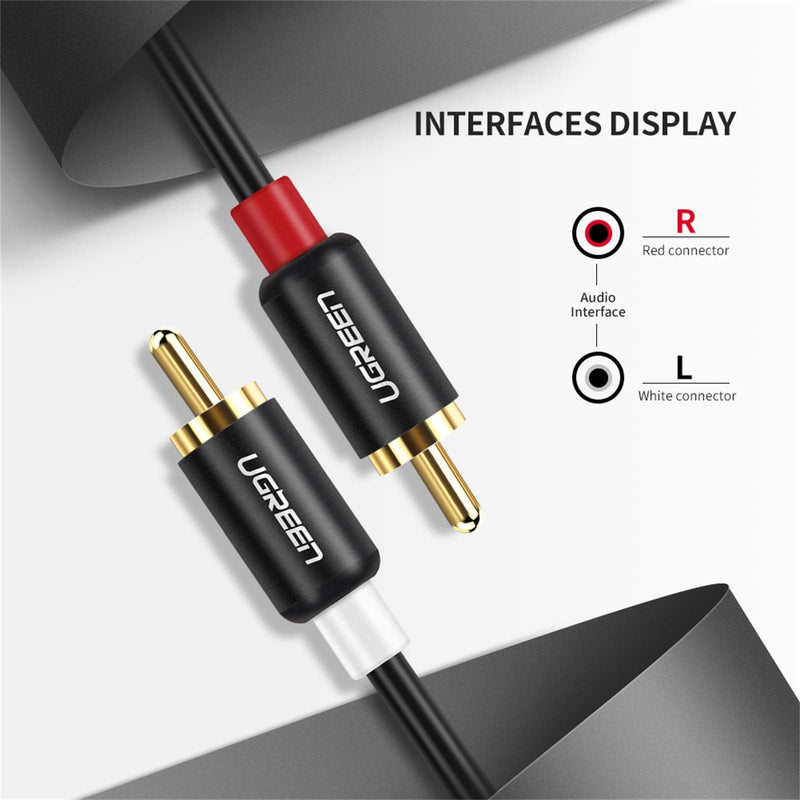  [AUSTRALIA] - UGREEN RCA Cable 2RCA Male to 2RCA Male Stereo Audio Cable, Hi-Fi Sound Audio Cord, Gold Plated RCA Cable Compatible with Home Theater Amplifiers HDTV Gaming Consoles Hi-Fi Systems, 6Feet