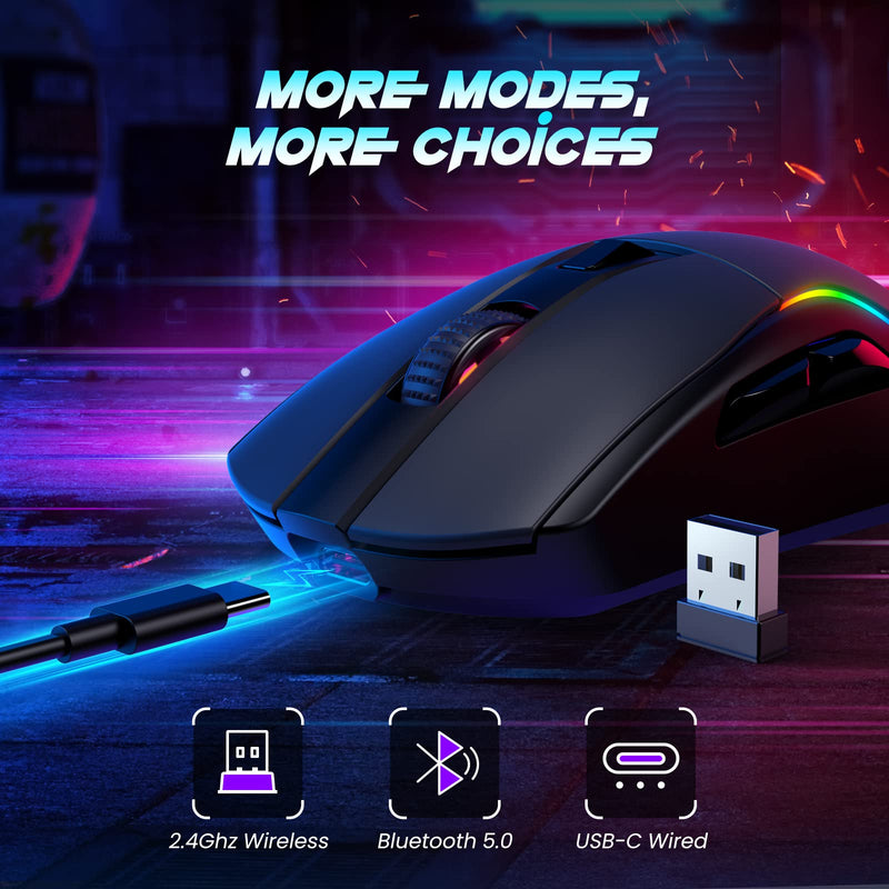  [AUSTRALIA] - Wireless Gaming Mouse with RGB Magnetic Charging Dock, Lightweight Tri-Mode Gaming Mouse Wireless Up to 20KDPI 300IPS 1000Hz with Chroma RGB Backlit, Buttons Fully Programmable, for PC,Mac