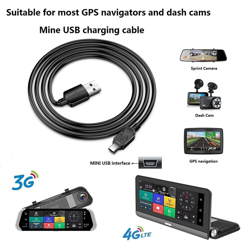  [AUSTRALIA] - Dash Cam Charger GPS Navigator Charger Cable for Mini USB Port Device Dash Cam GPS MP3/MP4 Player Canon Digital Camera PDA Charger for 12V Car and 24V Truck Car Power Adapter Cable (Mini USB 11.5FT) Black