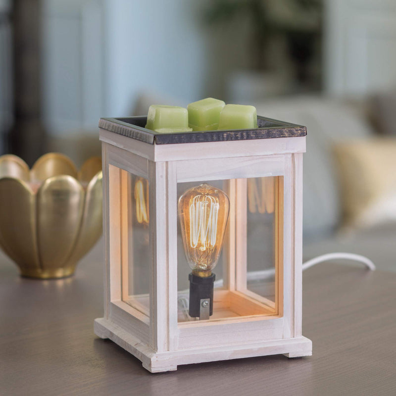  [AUSTRALIA] - CANDLE WARMERS ETC. Edison Style Illumination Fragrance Warmer- Light-Up Warmer for Warming Scented Candle Wax Melts and Tarts or Essential Oils to Freshen Room, Weathered Wood