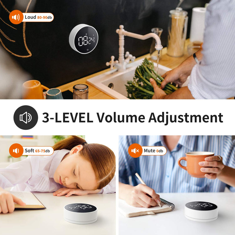  [AUSTRALIA] - VOCOO Digital Kitchen Timer - Magnetic Countdown Countup Timer with Large LED Display Volume Adjustable, Easy to Use for Cooking Kids and Seniors