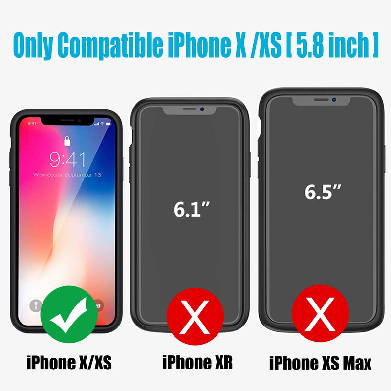  [AUSTRALIA] - Battery Case for iPhone X/XS/10, Enhanced 7000mAh Protective Portable Charging Case Rechargeable Extended Battery Pack Compatible with iPhone XS/X/10 (5.8 inch) Charger Case (Black) Black