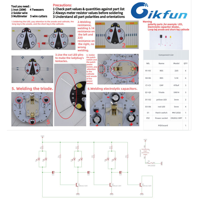  [AUSTRALIA] - Gikfun Ladybug Electronic Soldering Practice DIY Kits for Child's Gift Adults Kids STEM Practice Science Project GK1021