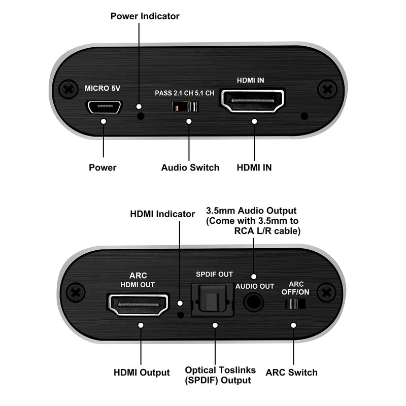  [AUSTRALIA] - avedio links 4K@60Hz HDMI Audio Extractor, HDMI to HDMI + Optical Toslink SPDIF + 3.5mm AUX Stereo Audio Out, HDMI Audio Converter Adapter Splitter Support HDCP1.4 Full HD 1080P 3D