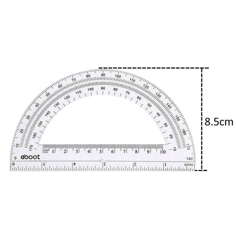 eBoot Plastic Protractor 180 Degree, 4 Inch and 6 Inch, Clear, 2 Pieces - LeoForward Australia