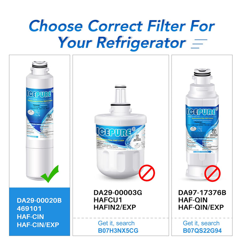 ICEPURE DA29-00020B Refrigerator Water Filter Replacement for Samsung DA29-00020B, DA29-00020A, HAF-CIN,RF263BEAESR, RF28HFEDBSR, RF261BEAESR, RF28JBEDBSG, DA97-08006A 1 pack - LeoForward Australia