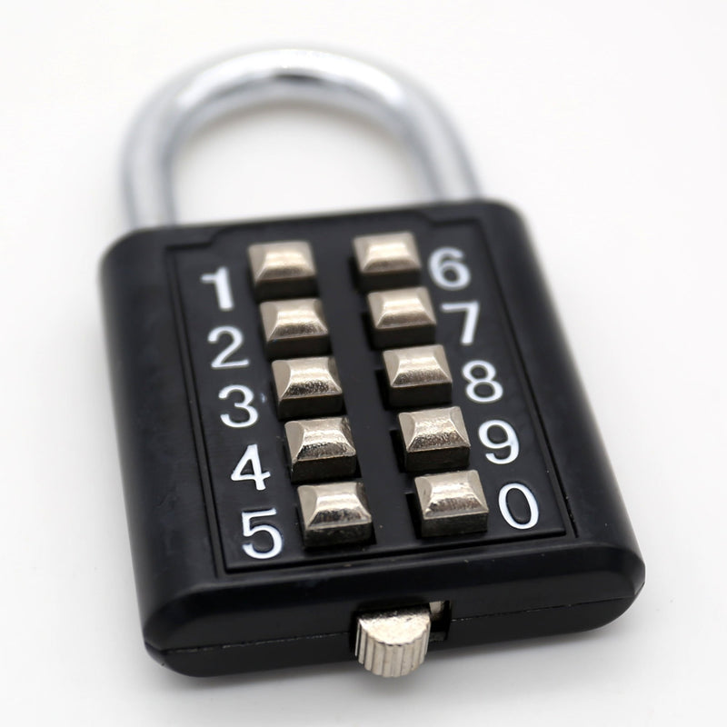  [AUSTRALIA] - MIONI 10 Digit Push Button Combination Padlock, 5 Digit Locking Mechanism,Blue (2 Black) 2 black