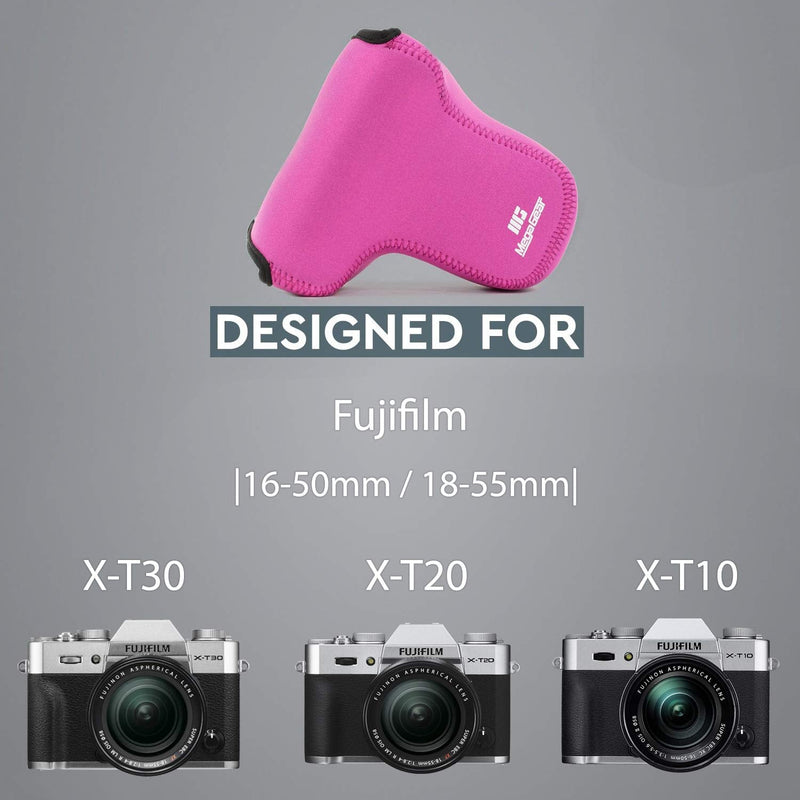  [AUSTRALIA] - MegaGear MG582 Ultra Light Neoprene Camera Case compatible with Fujifilm X-T30, X-T20, X-T10 (16-50mm/18-55mm Lenses), X Series X10, X20 - Hot Pink