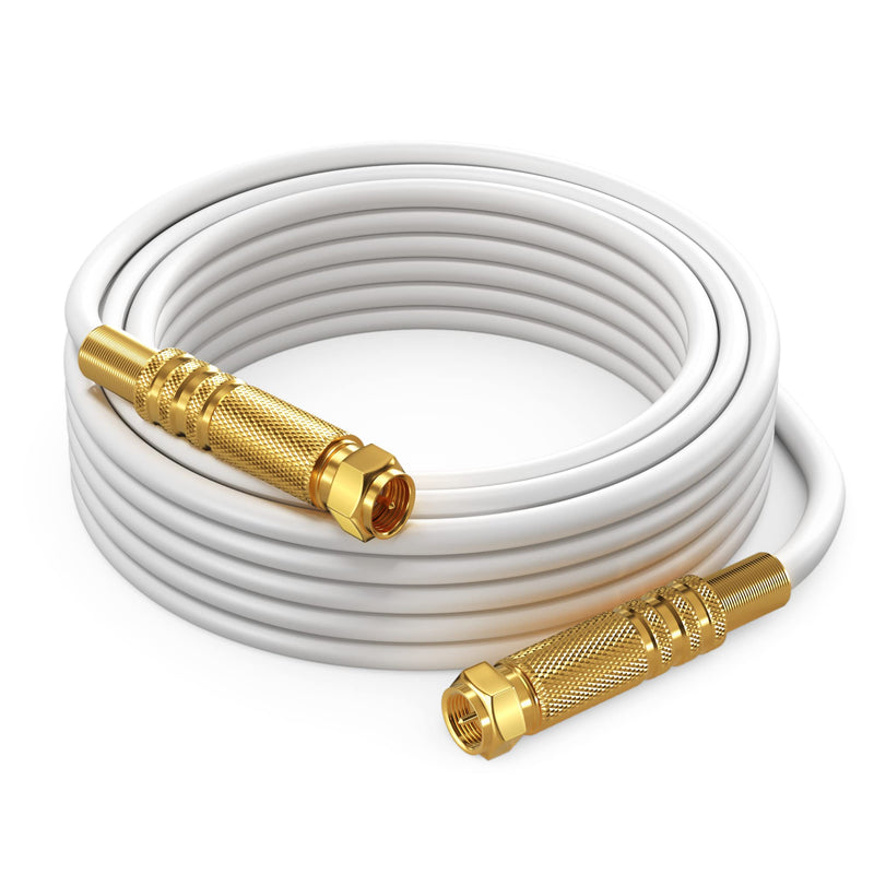  [AUSTRALIA] - RG6 COAXIAL Cable - Quad Shielded, [20ft / White] Non-Oxygen Copper Cable Wire for TV, Internet & More - Flexible Coax Cable Cord 20 Feet 1 Pack