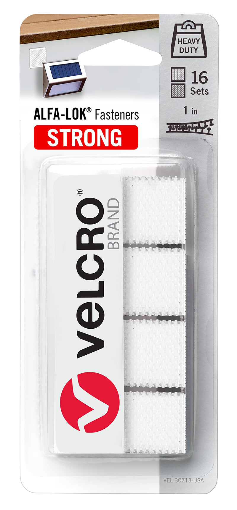  [AUSTRALIA] - VELCRO Brand ALFA-LOK Fasteners | Heavy Duty Squares with Snap-Lock | 16 Sets, 1 in | Water and UV Resistant with Super Strong Holding Power, White