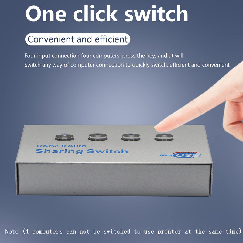  [AUSTRALIA] - SinLoon Printer Splitter,USB Printer Sharing Switch4 Ports,4 PCs Share 1 USB Device,High Speed Sharing Switcher Printer Scanner External(1 to 4)